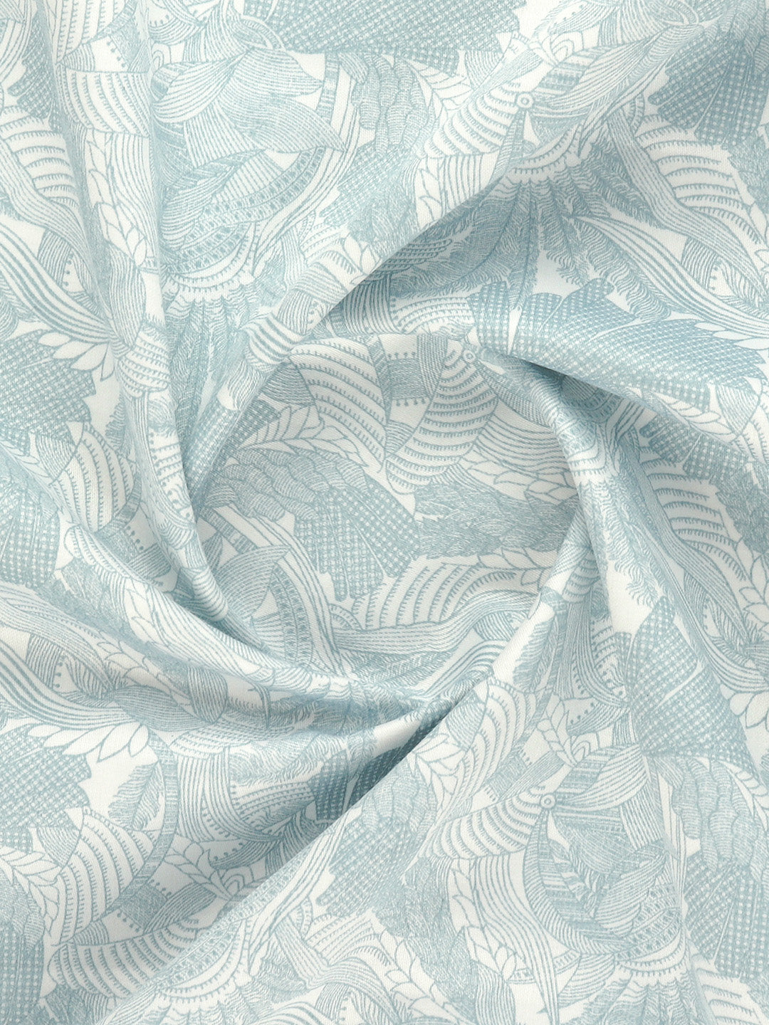 Men 100% Cotton White with Blue Printed Shirt Fabric Oslo