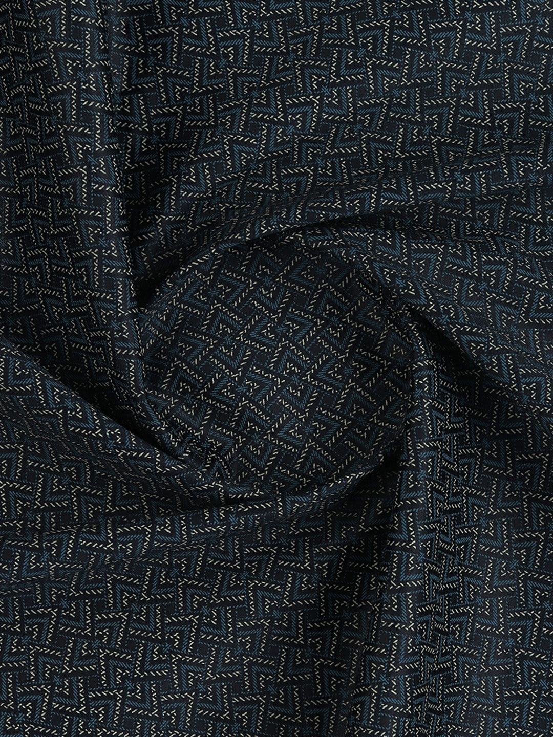 Men 100% Cotton Navy Blue Printed Shirt Fabric Oslo