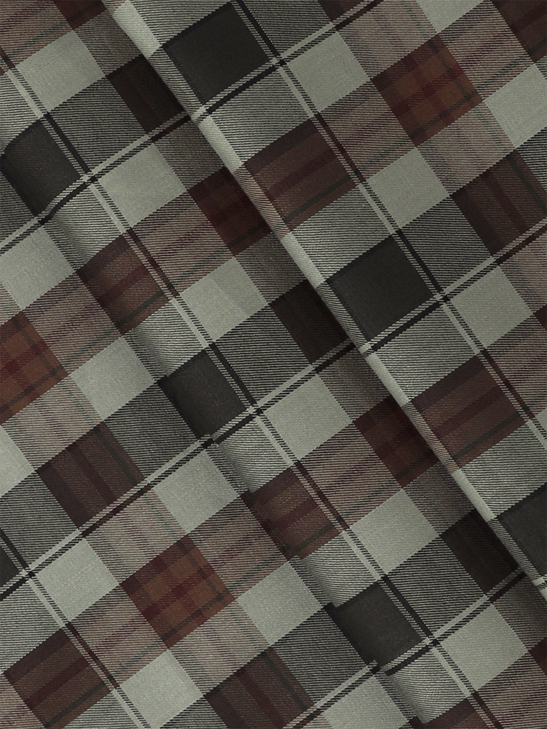 100% Cotton Checked Shirt Fabric Grey Marcus