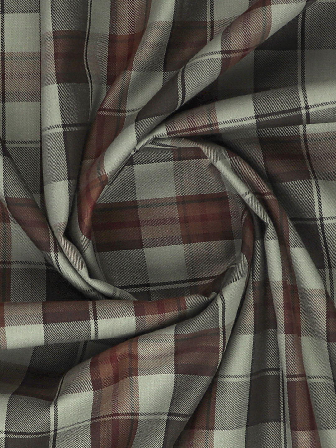 100% Cotton Checked Shirt Fabric Grey Marcus