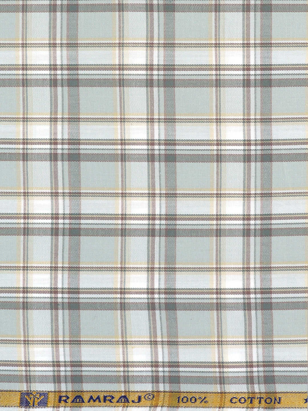 Men 100% Cotton Checked Shirt Fabric Grey Marcus