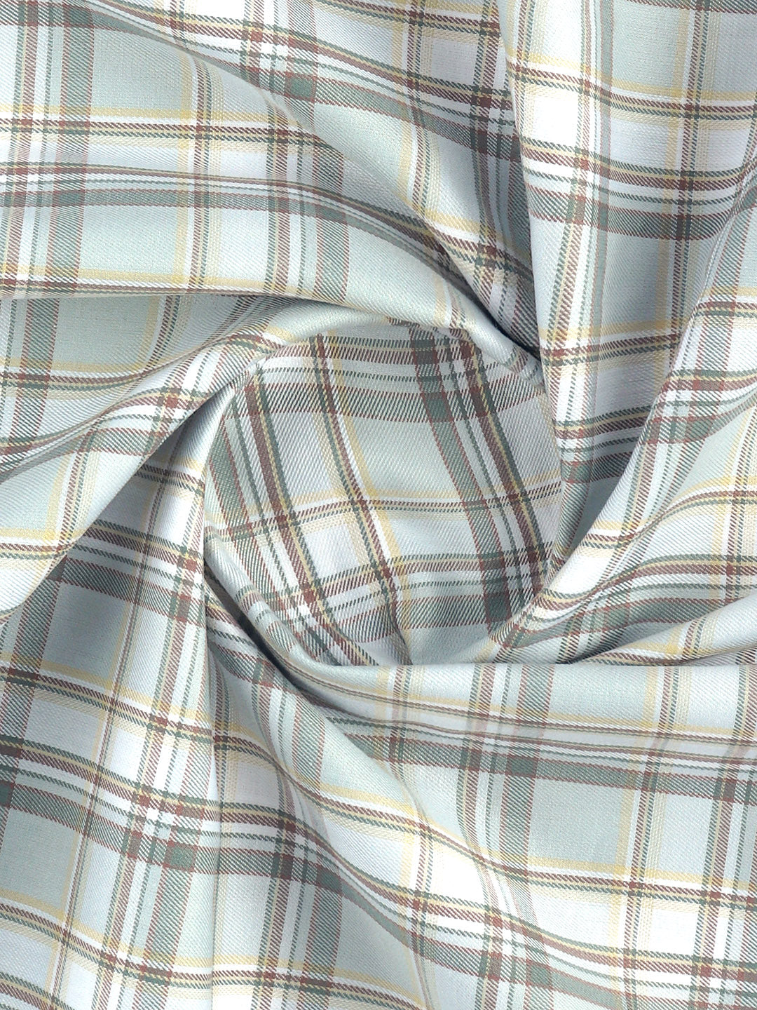 Men 100% Cotton Checked Shirt Fabric Grey Marcus