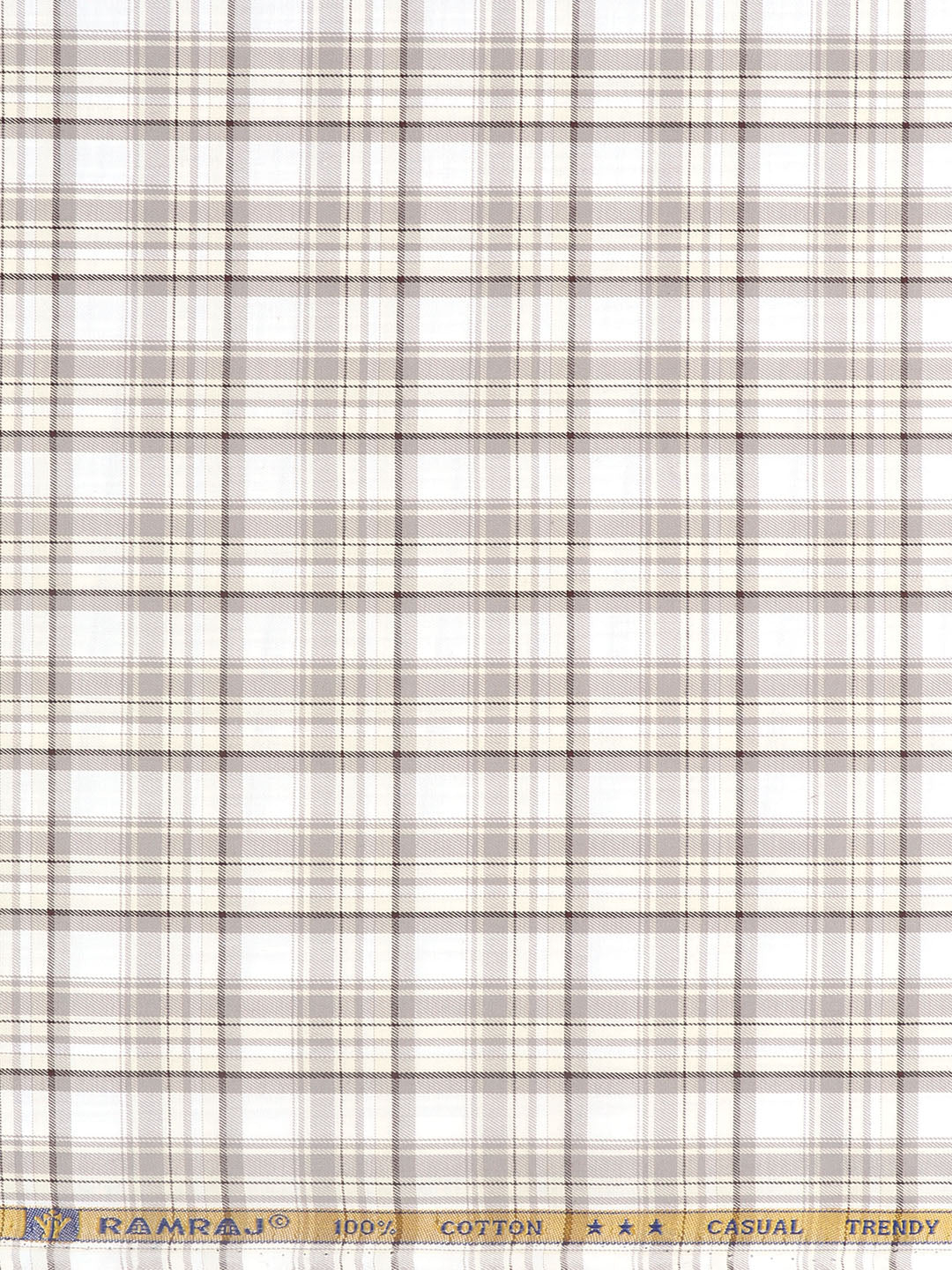 Men 100% Cotton Checked Shirt Fabric Brown Marcus
