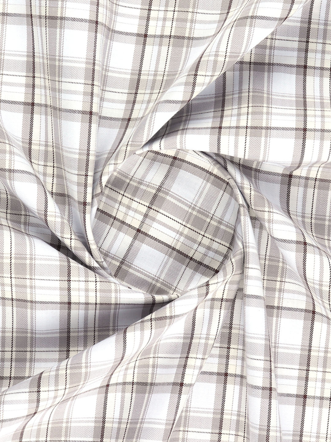 Men 100% Cotton Checked Shirt Fabric Brown Marcus