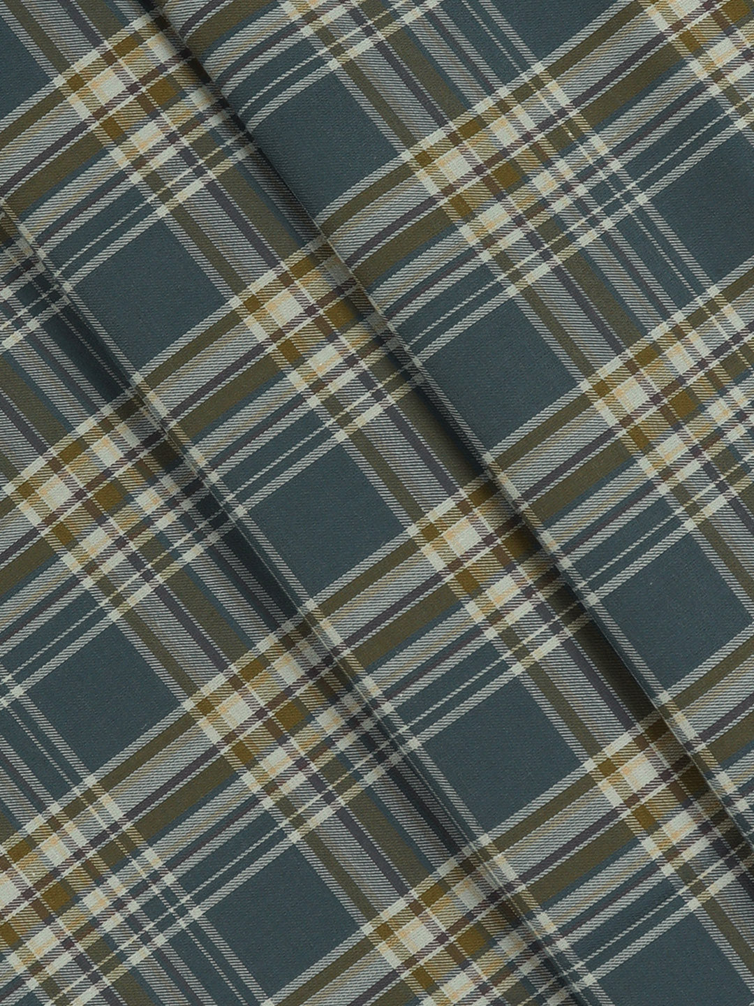 100% Cotton Checked Shirt Fabric Blue Marcus
