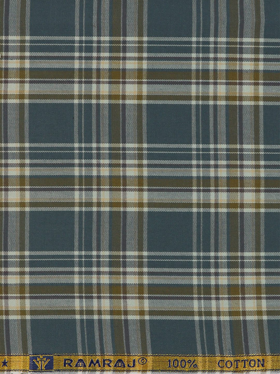 100% Cotton Checked Shirt Fabric Blue Marcus