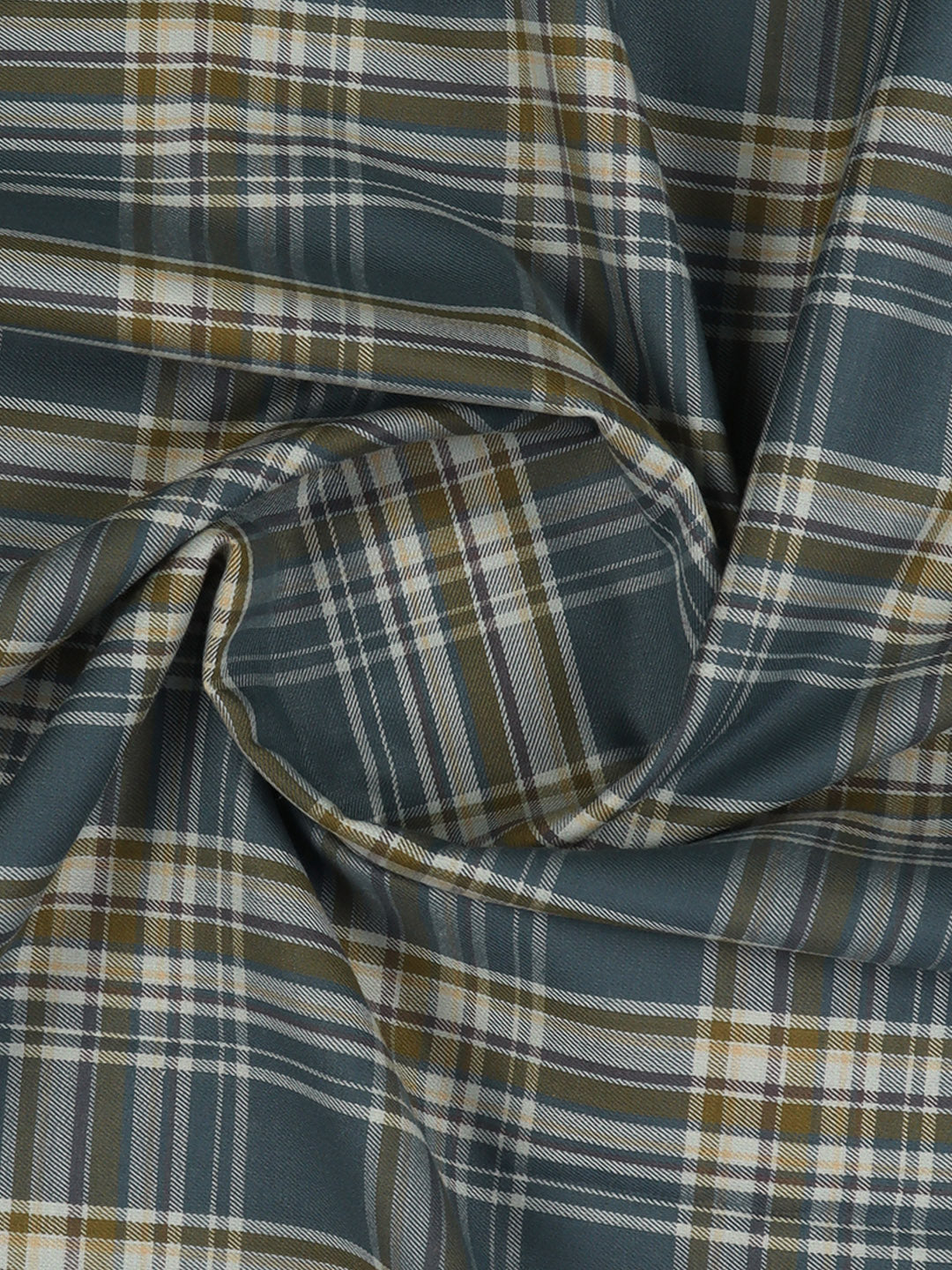 100% Cotton Checked Shirt Fabric Blue Marcus