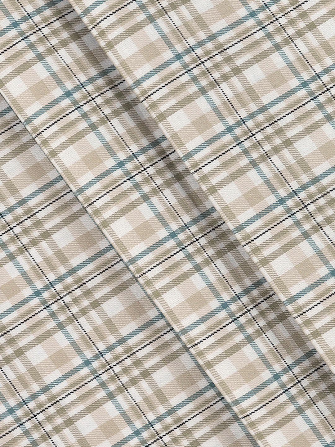 100% Cotton Checked Shirt Fabric Light Brown Marcus