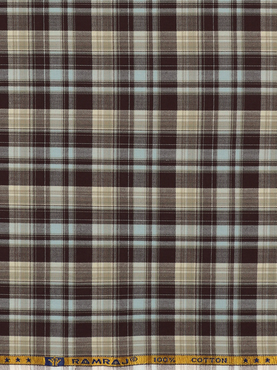 100% Cotton Checked Shirt Fabric Dark Brown Marcus