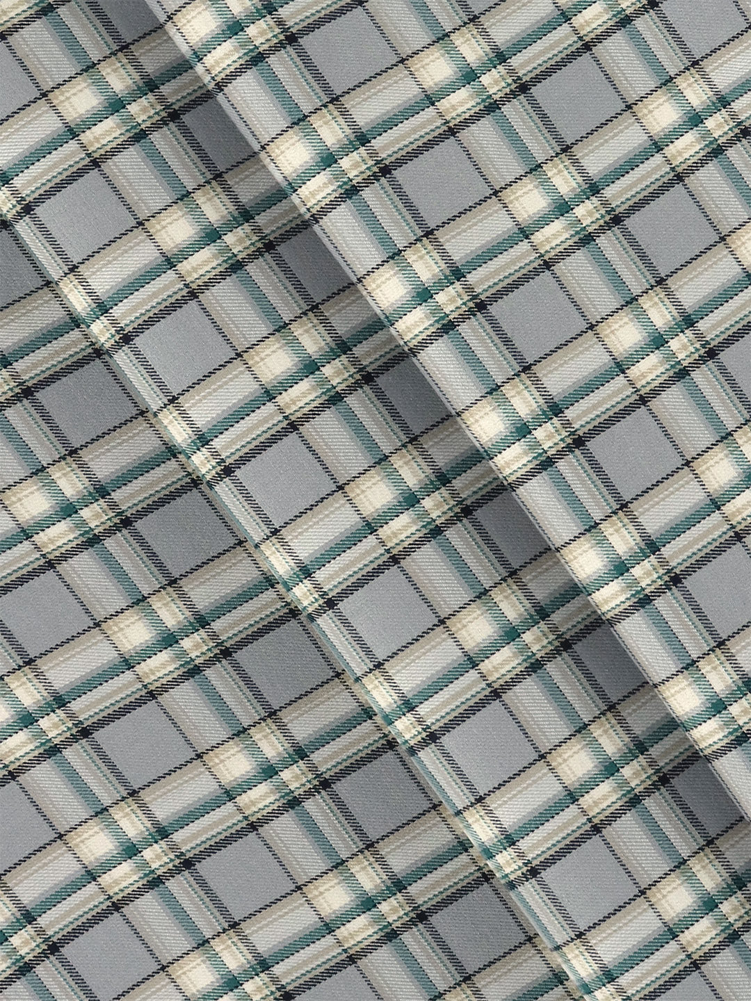 Men 100% Cotton Grey Checked Shirt Fabric Marcus