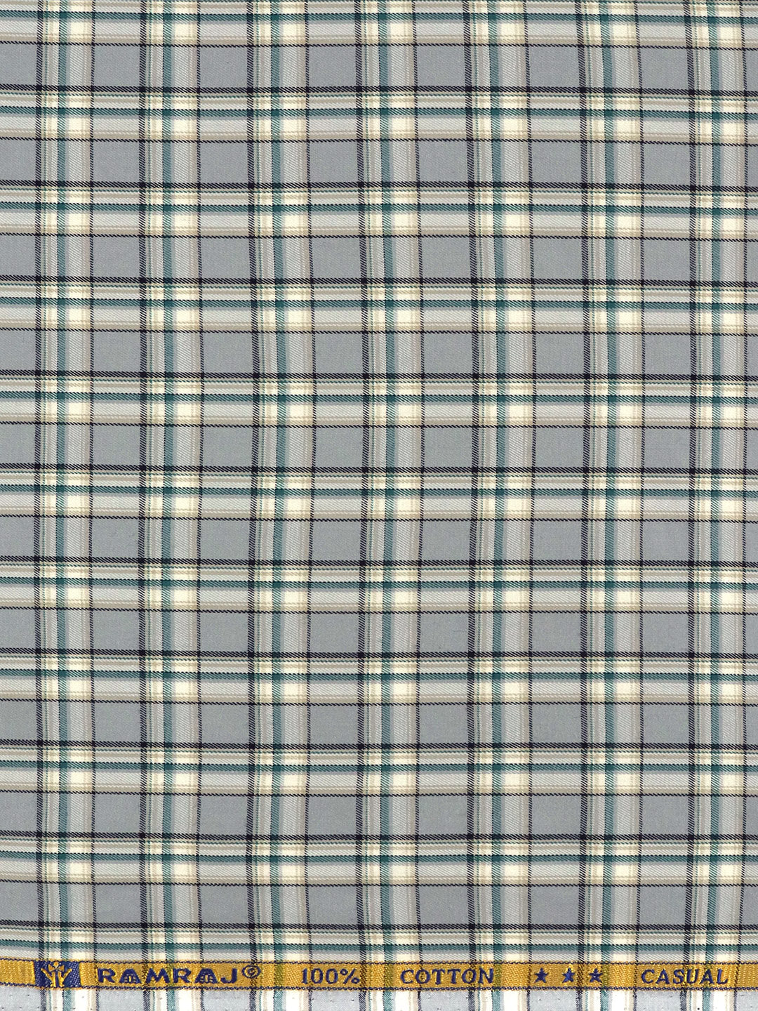 Men 100% Cotton Grey Checked Shirt Fabric Marcus