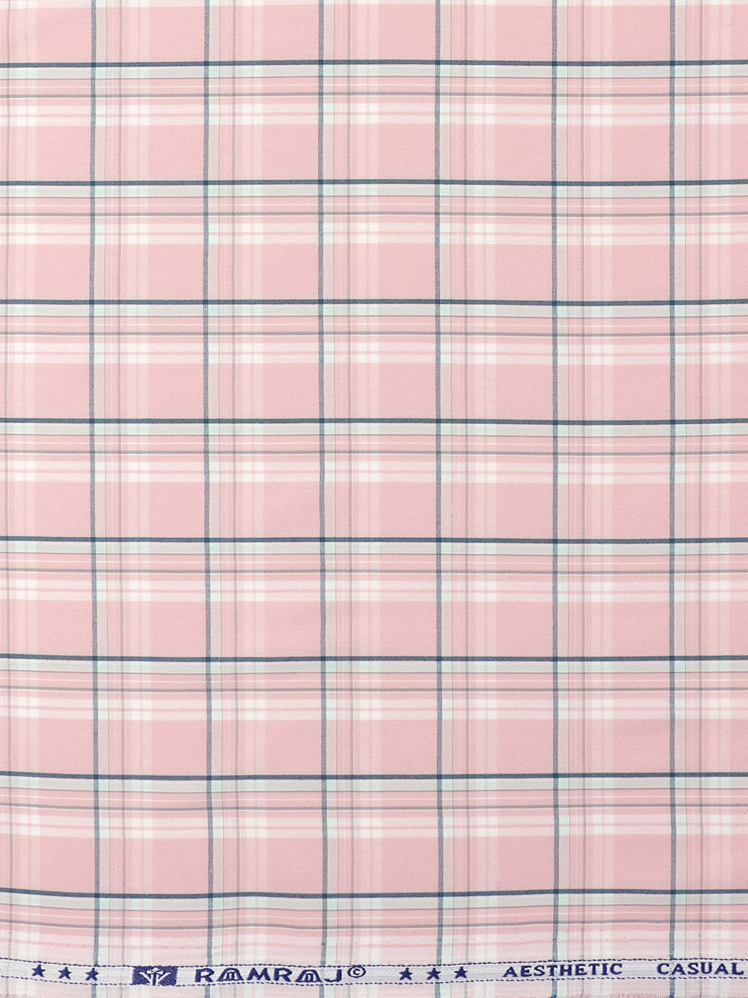 Cotton Rich Checked Shirt Fabric Light Pink High Style