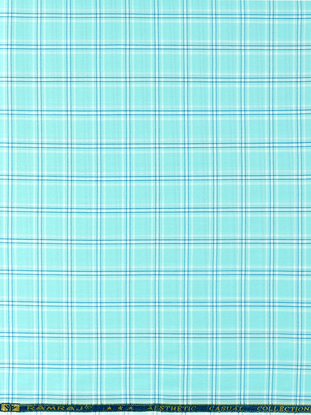 Men Cotton Rich Checked Light Blue Shirt Fabric High Style