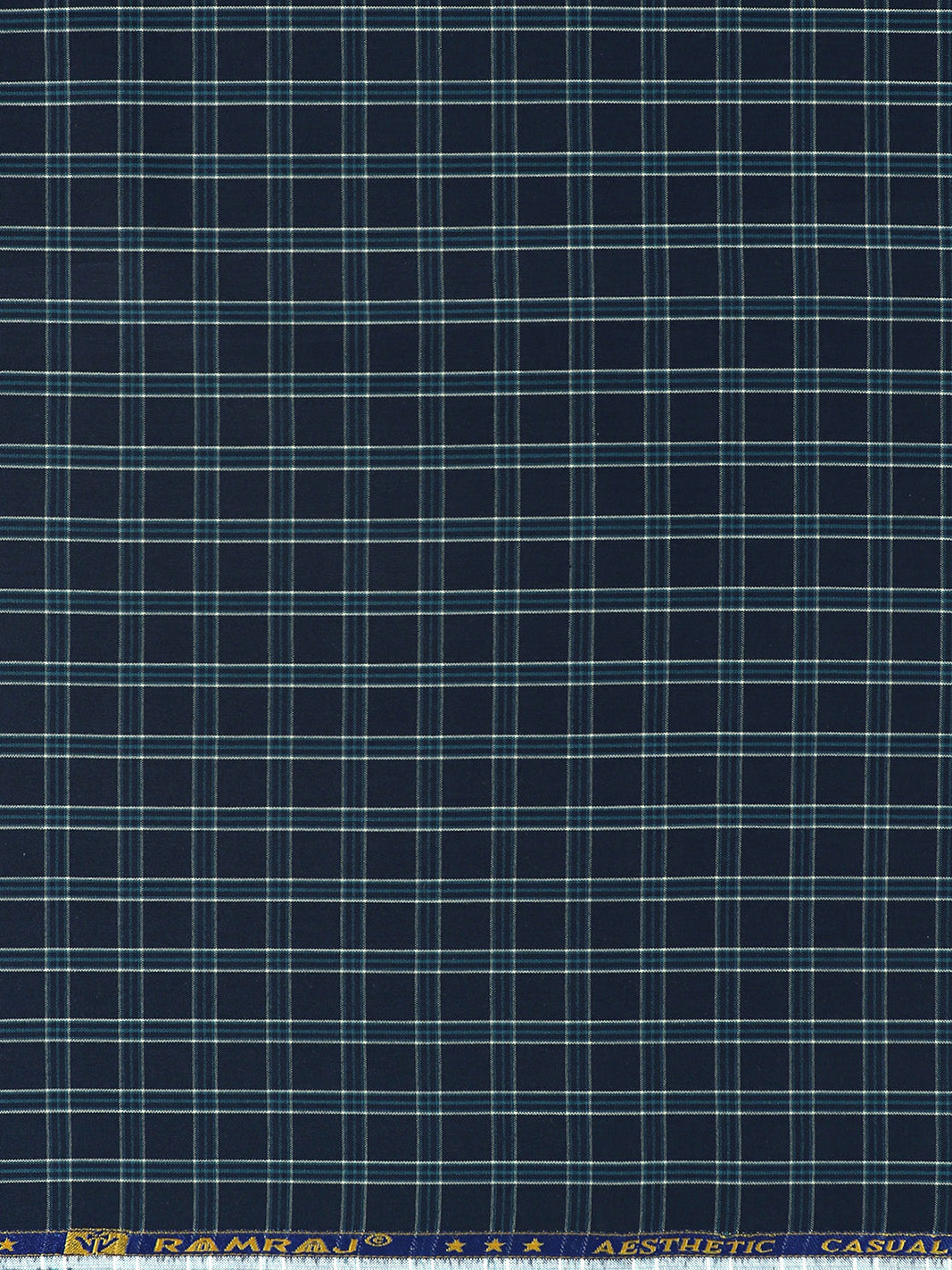 Men Cotton Rich Checked Shirt Fabric Navy High Style