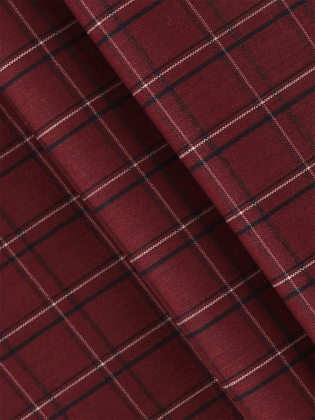 Men Cotton Rich Checked Maroon Shirt Fabric High Style