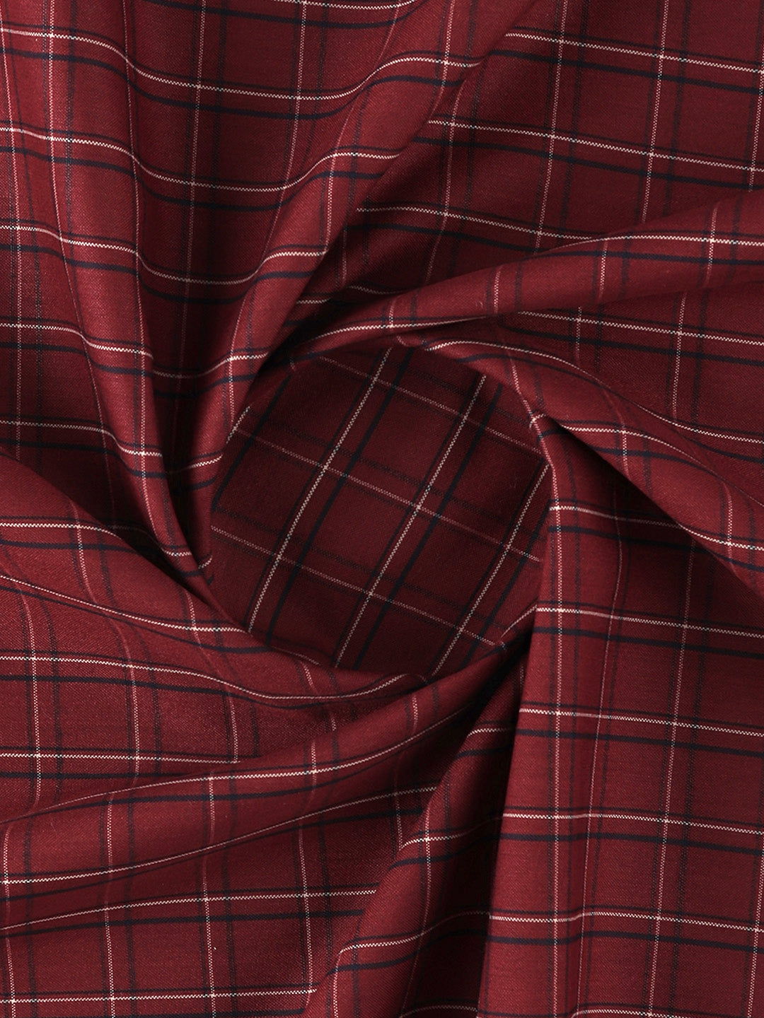 Men Cotton Rich Checked Maroon Shirt Fabric High Style