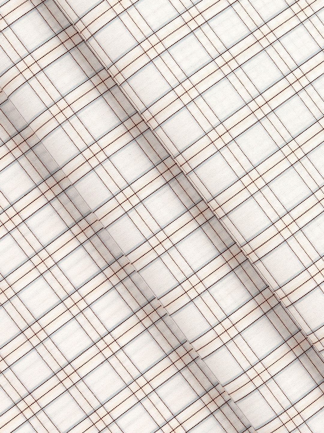 Men Cotton Rich Checked Shirt Fabric White with Peach High Style