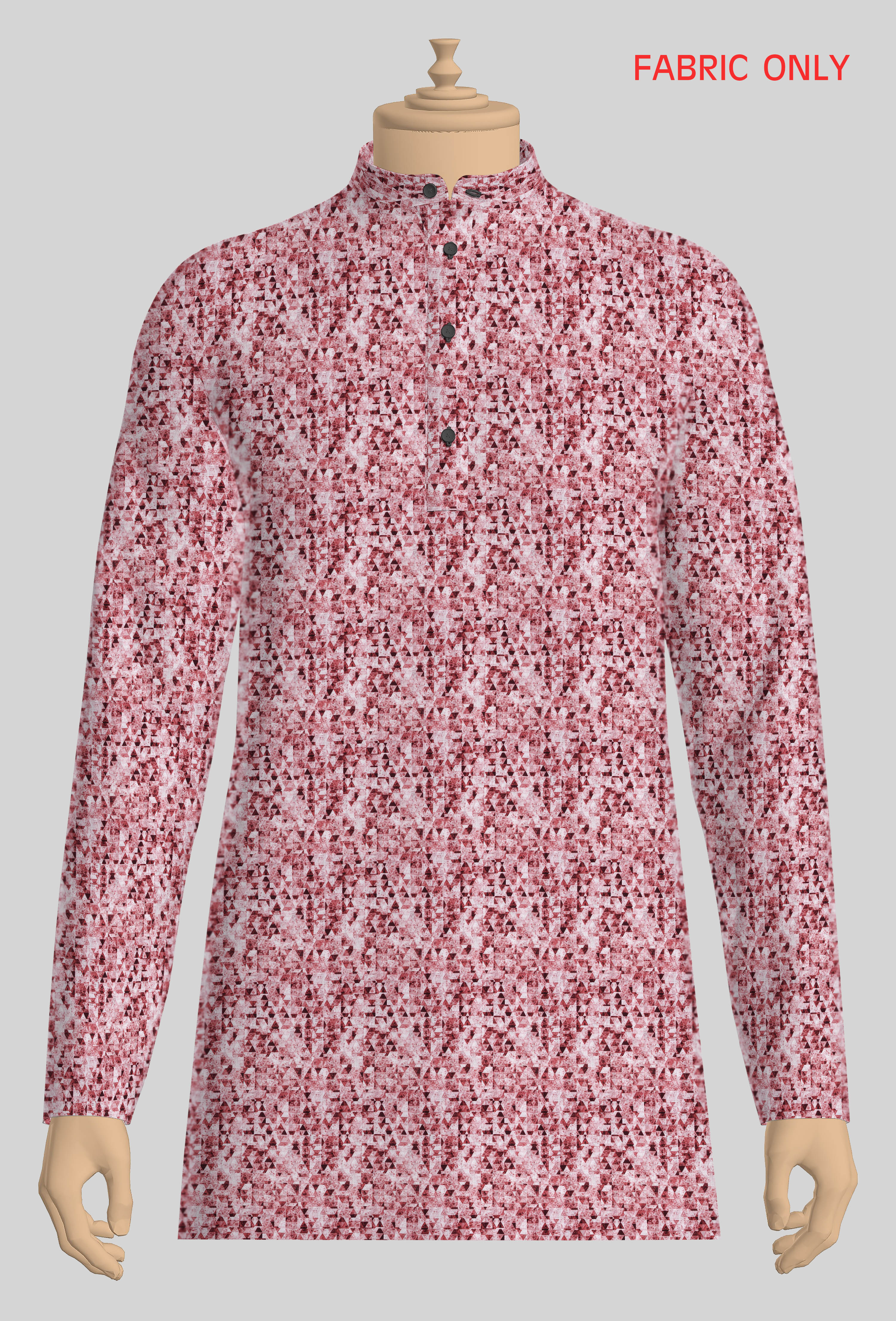 Men Cotton Printed Kurta Fabric Pinkish Red Hanhai