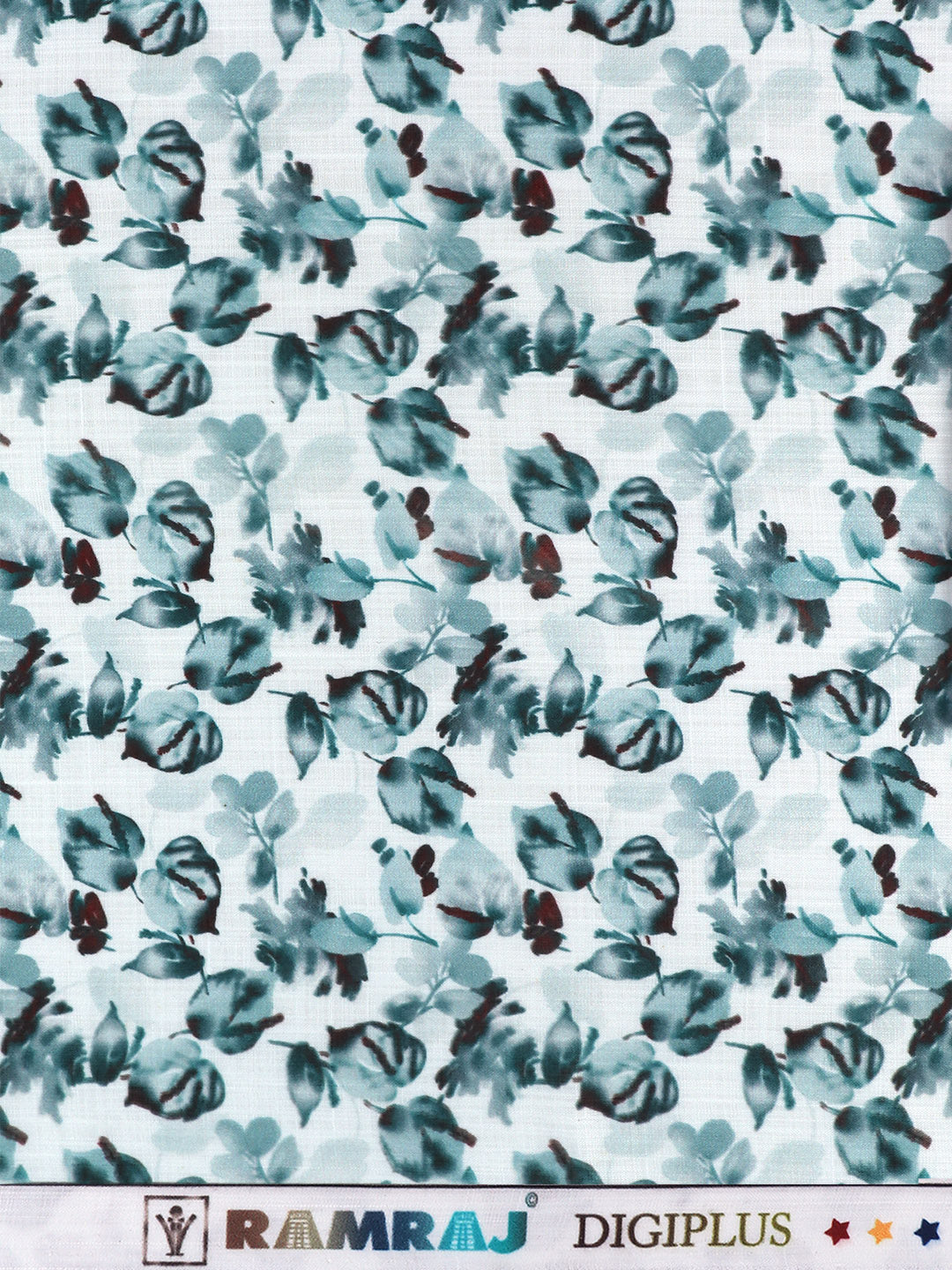 Men Cotton Blend Printed Shirt Fabric Teal Green Hanhai