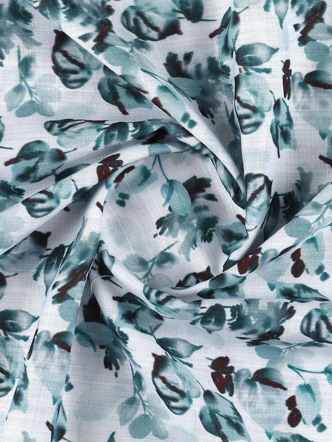 Men Cotton Blend Printed Shirt Fabric Teal Green Hanhai