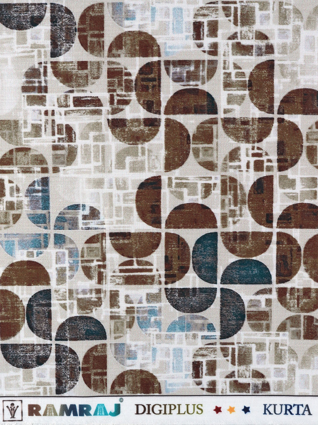 Men Cotton Blend Printed Shirt Fabric Brown Hanhai