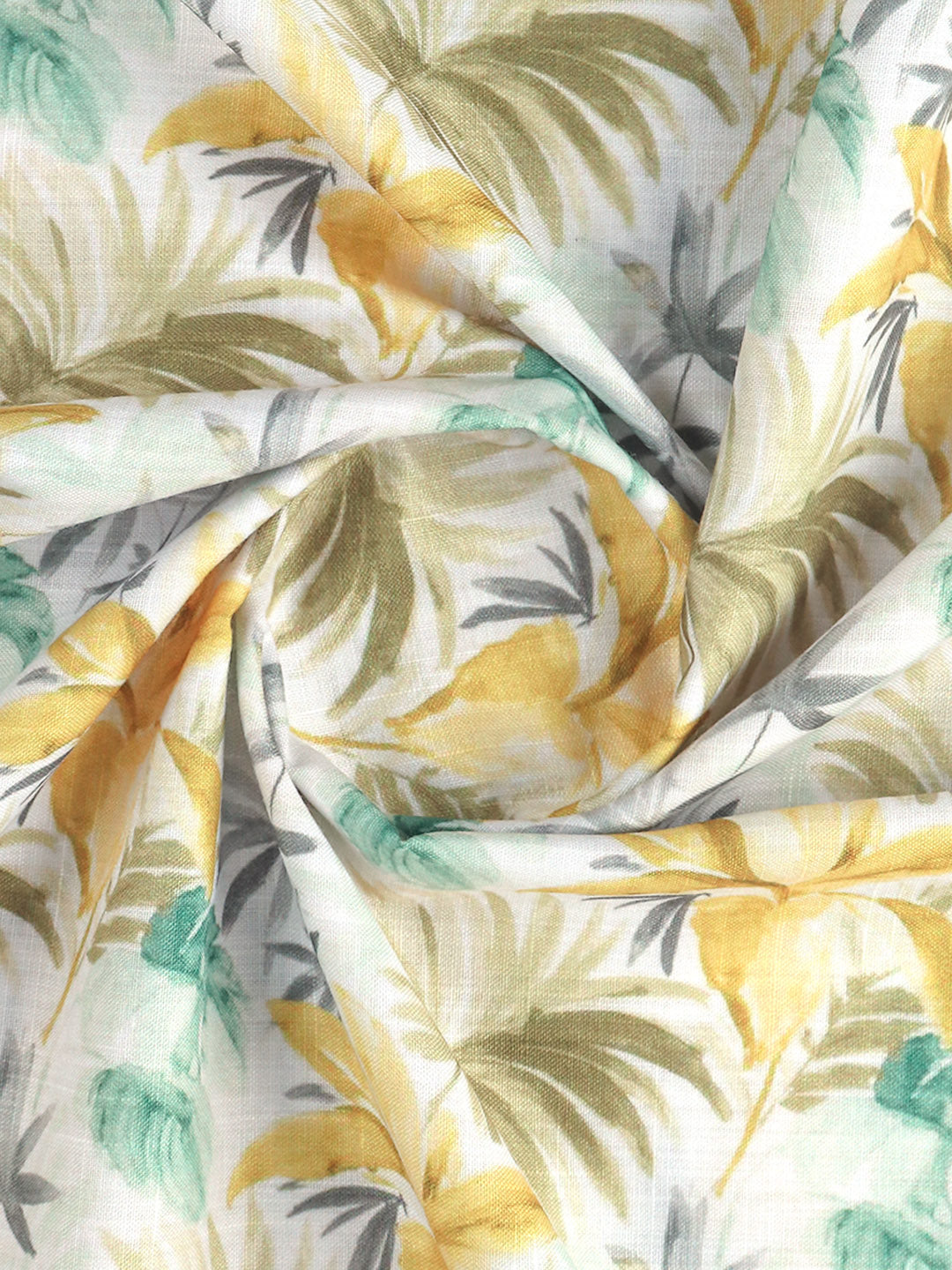 Men Cotton Blend Yellow Printed Shirt Fabric Hanhai