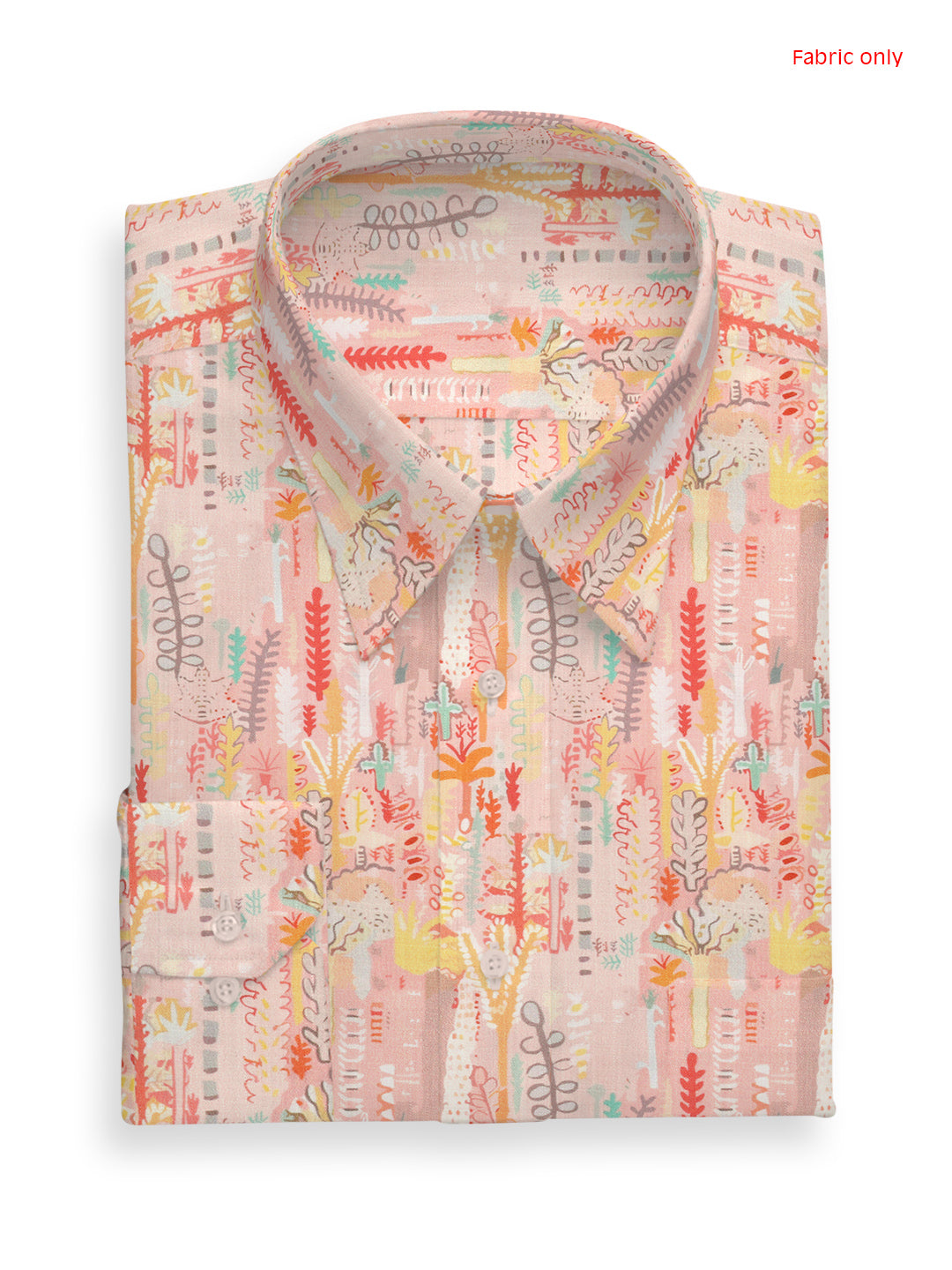 Men Cotton Blend Orange Printed Shirt Fabric Hanhai