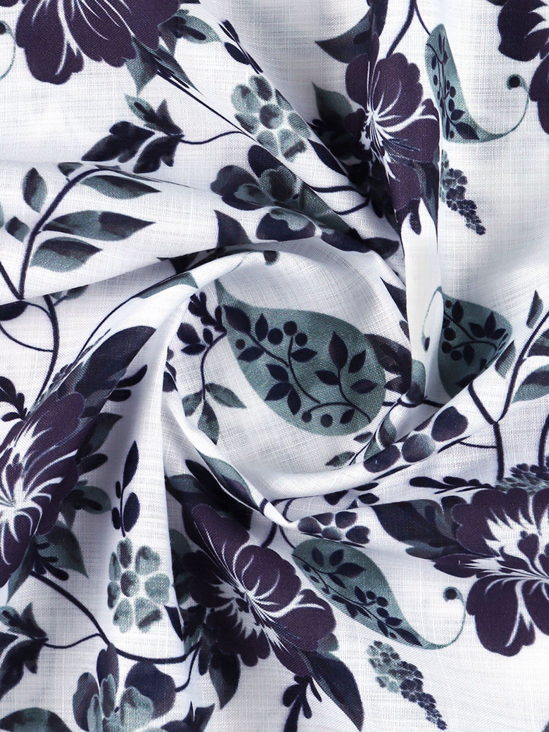 Men Cotton Blend White with Dark Blue Printed Shirt Fabric Hanhai