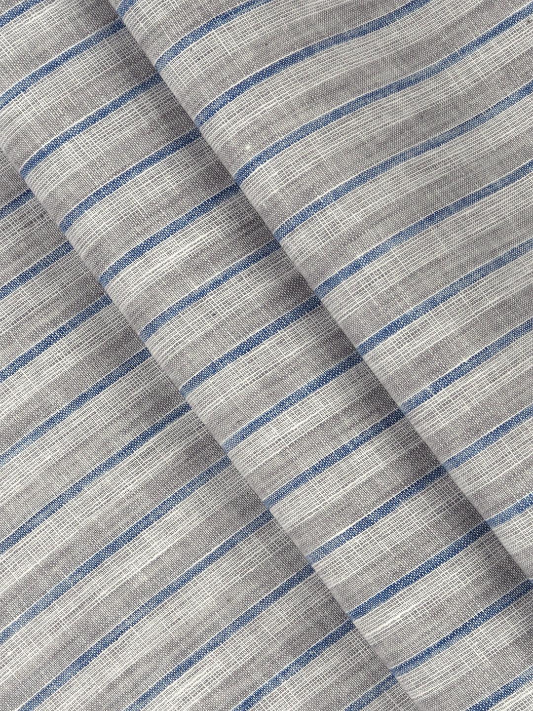 Mens Cotton Rich Striped Shirt Fabric Grey with Blue High Style