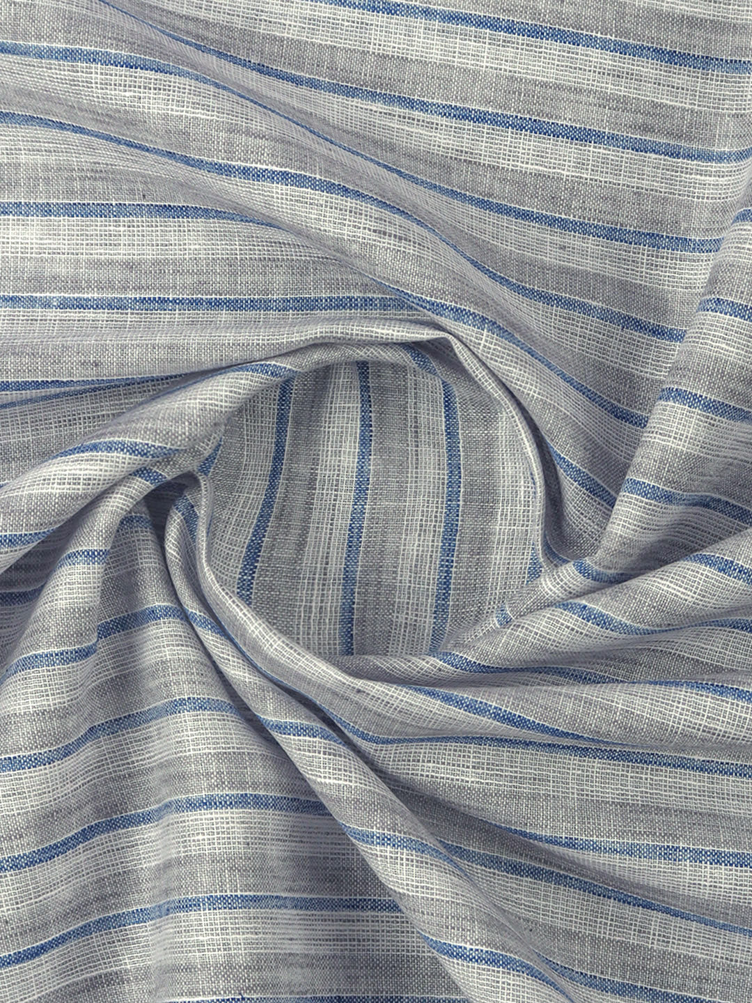 Mens Cotton Rich Striped Shirt Fabric Grey with Blue High Style