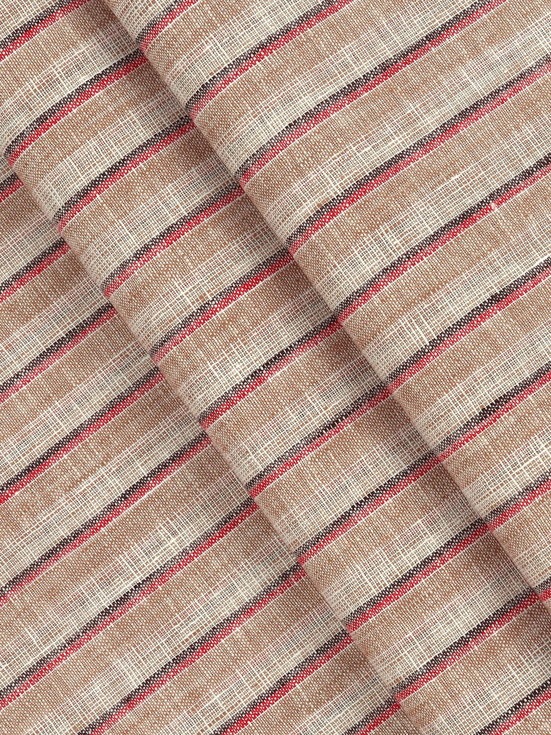 Cotton Rich Striped Light Brown Shirt Fabric High Style