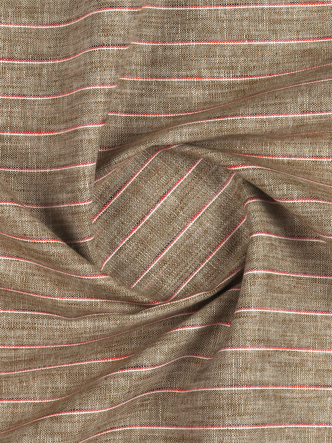 Cotton Rich Striped Olive Green Shirt Fabric High Style