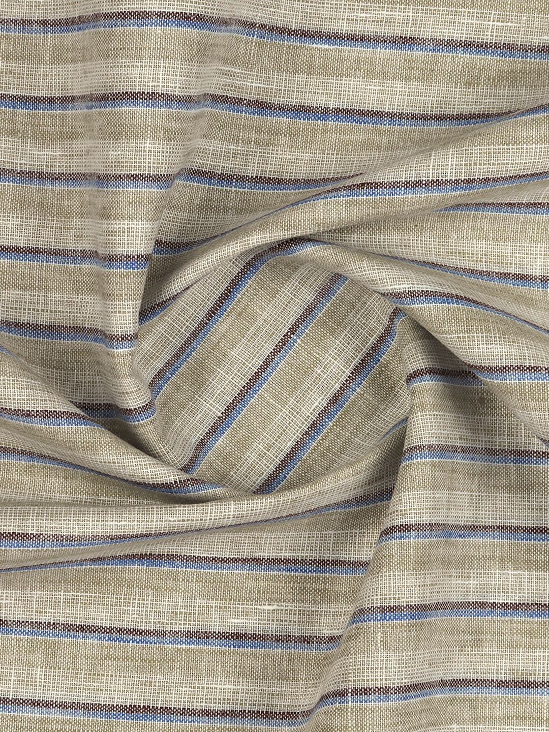 Cotton Rich Striped Light Olive Green Shirt Fabric High Style