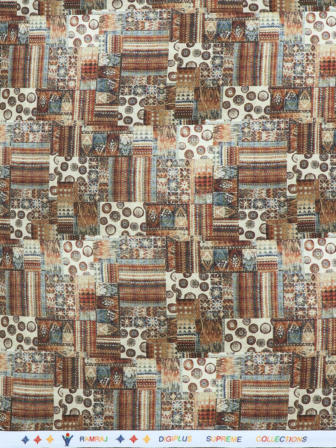 Men Cotton Blend Printed Shirt Fabric Brown Rolex Print
