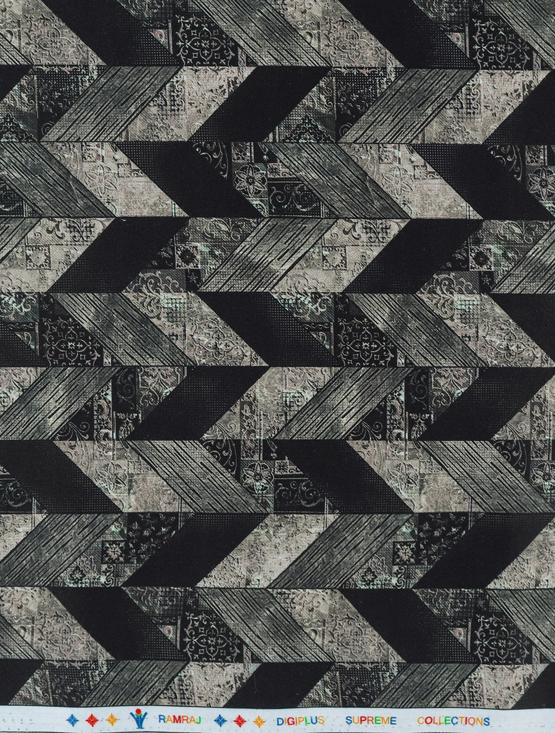 Men Cotton Blend Printed Shirt Fabric Black Rolex Print