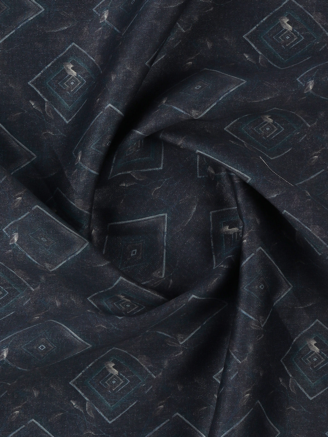 Men Cotton Blend Printed Shirt Fabric Dark Blue Rolex Print