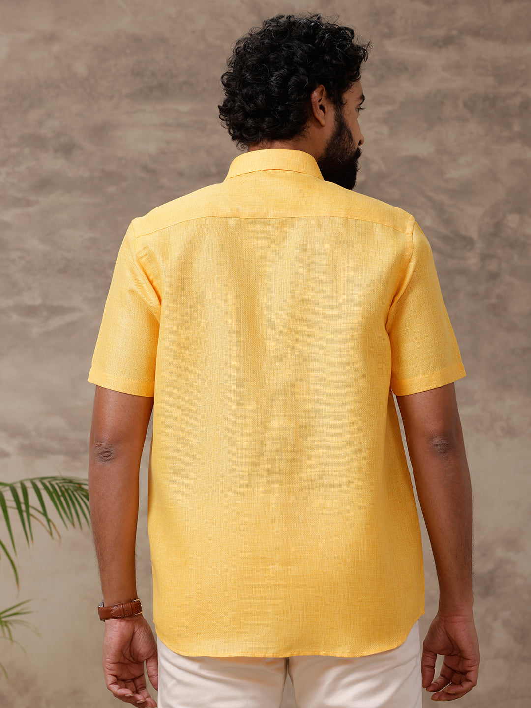 Men Cotton Rich Shirt Yellow T36 TL5