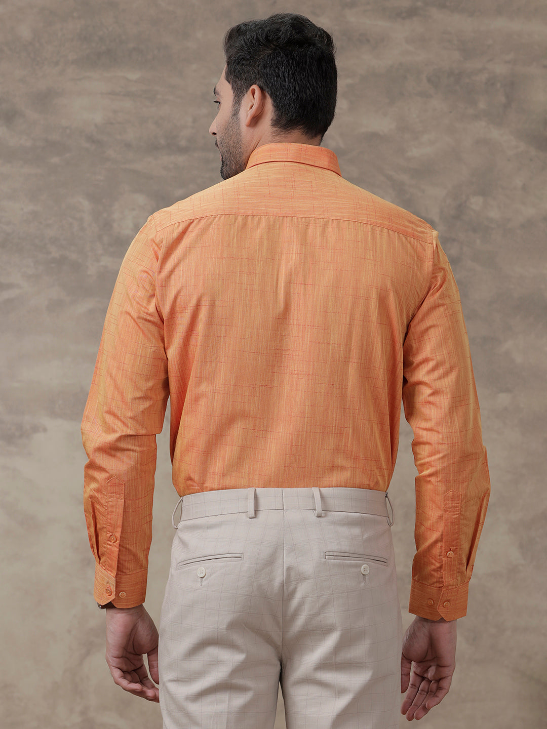 Mens Cotton Rich Shirt Full Sleeves Light Orange T20 CR5