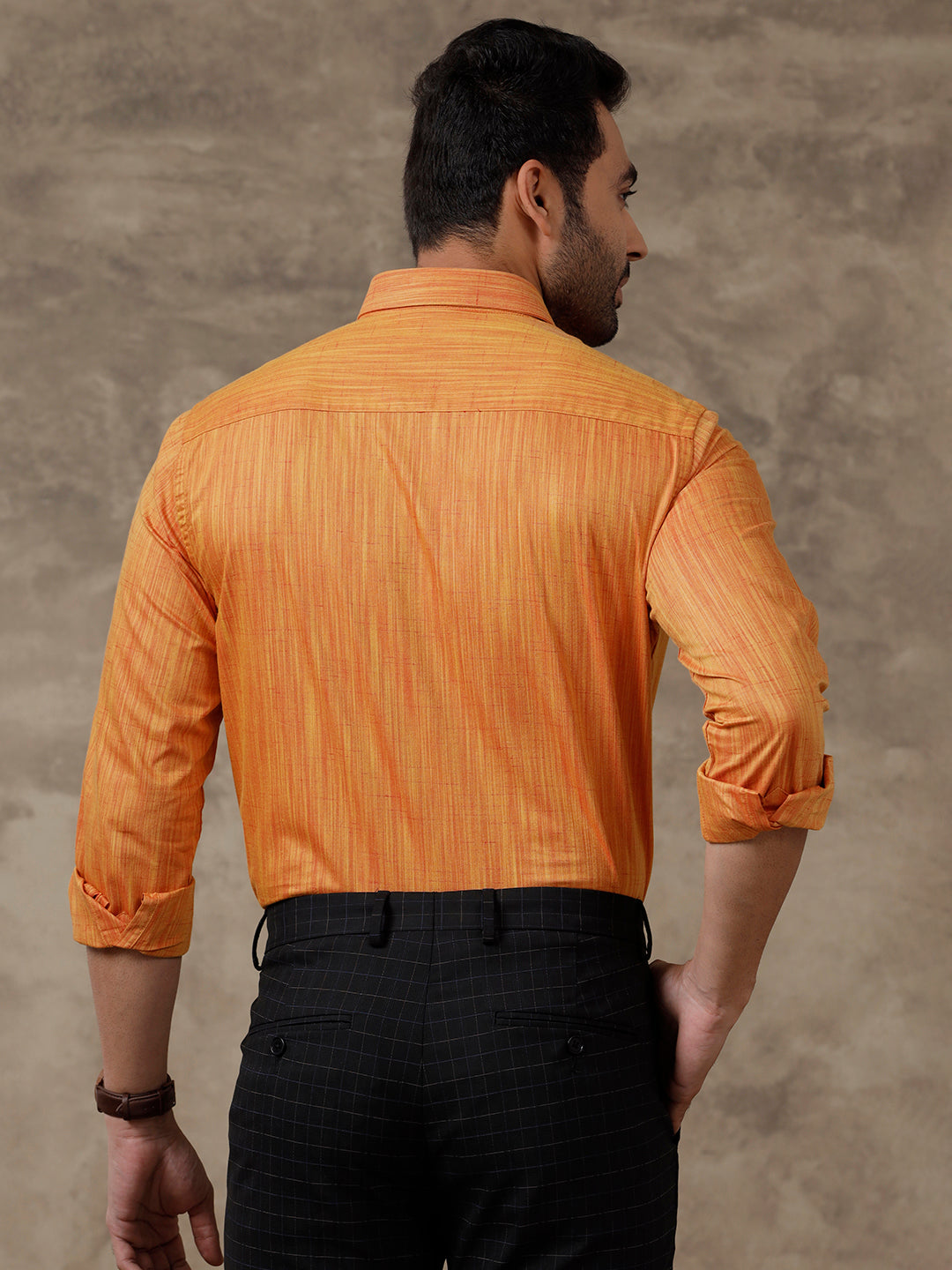 Men Cotton Rich Shirt Orange T32 TH5