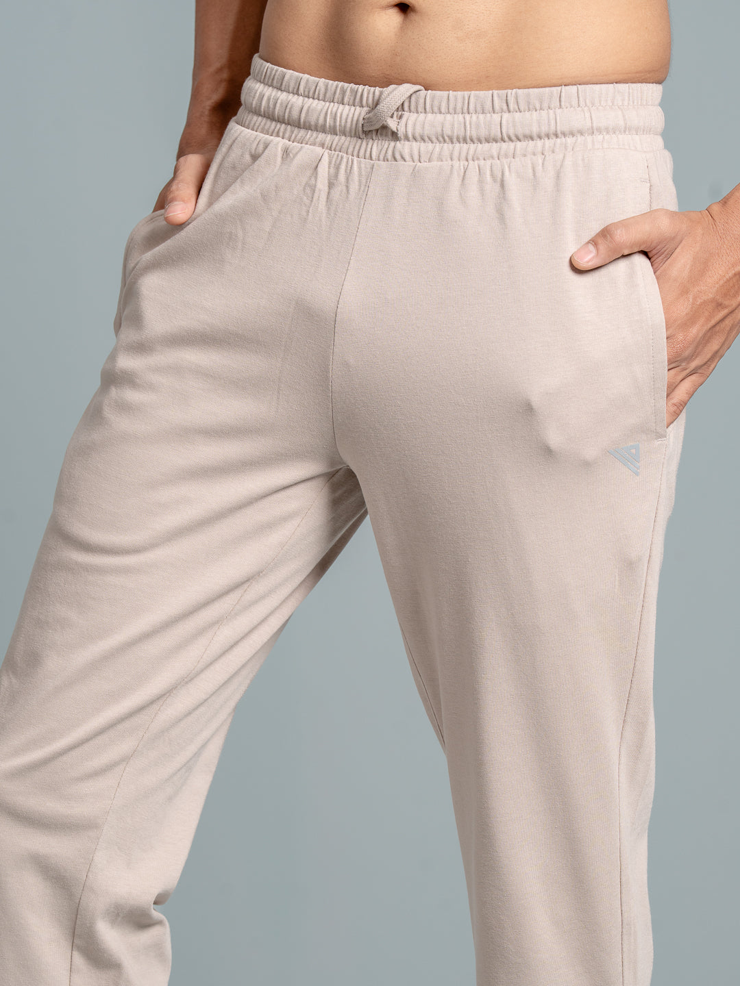 Men Combed Cotton Rich Track Pant with Side Pockets Beige ETK6