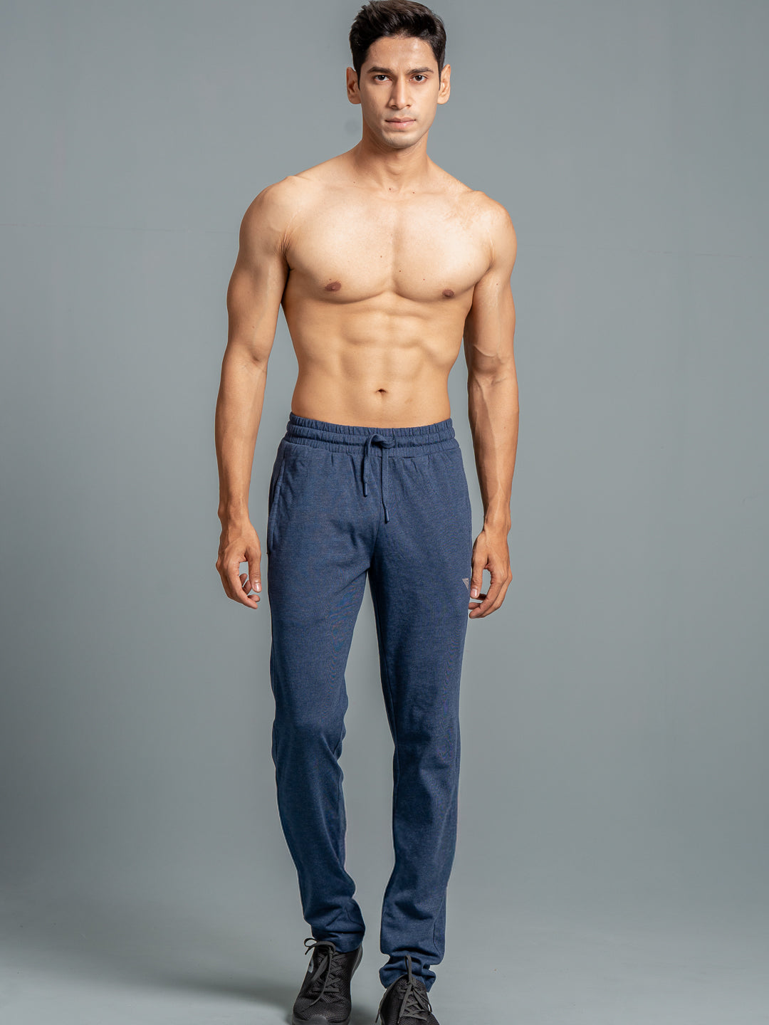 Men Combed Cotton Rich Track Pant with Side Pockets Denim Blue ETK10