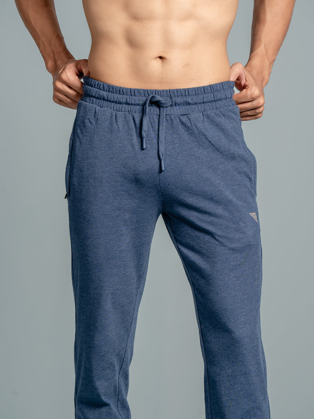 Men Combed Cotton Rich Track Pant with Side Pockets Denim Blue ETK10