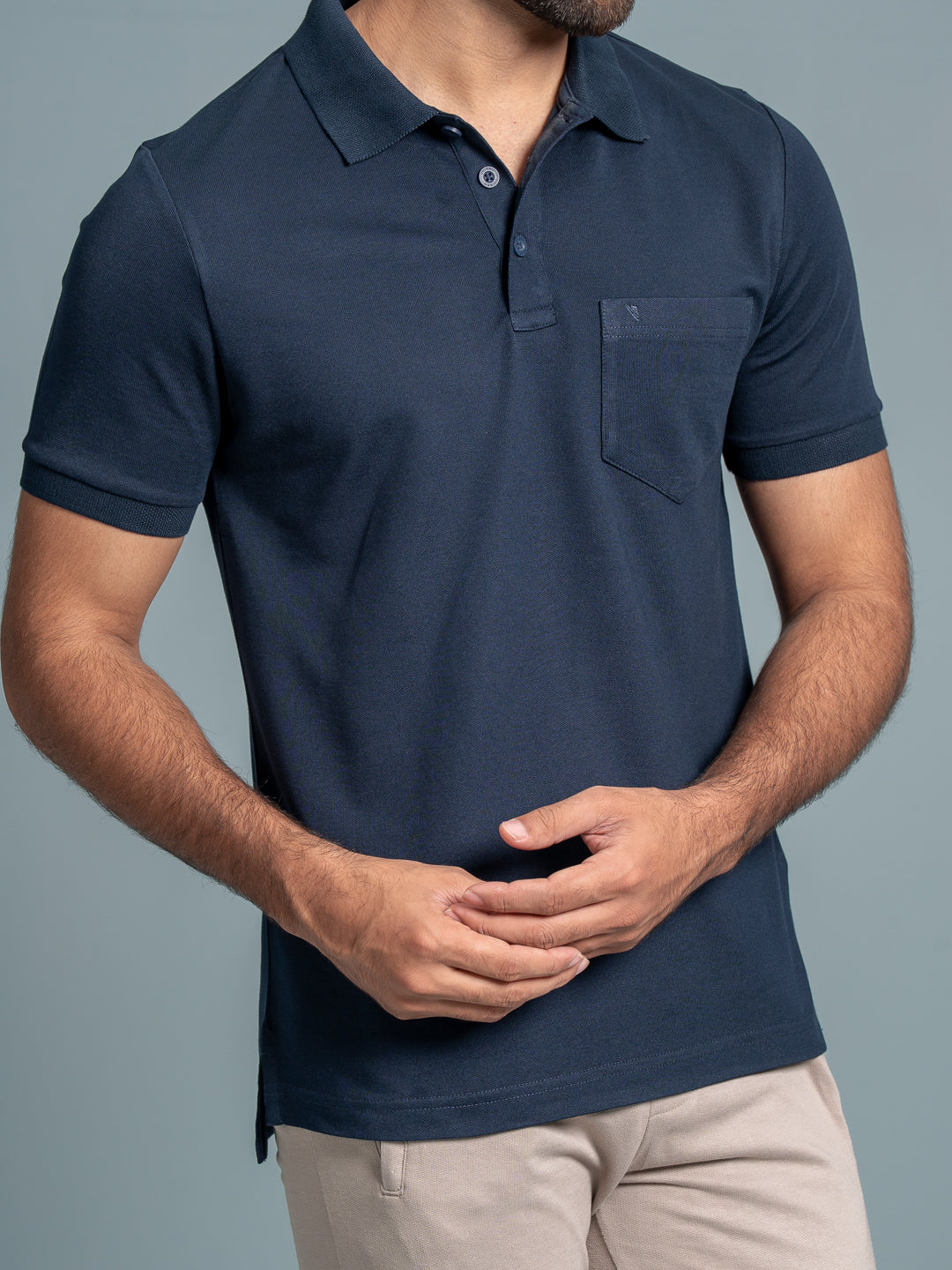 Men Cotton Rich Smart Fit Expert Polo T-Shirt Navy EPD13