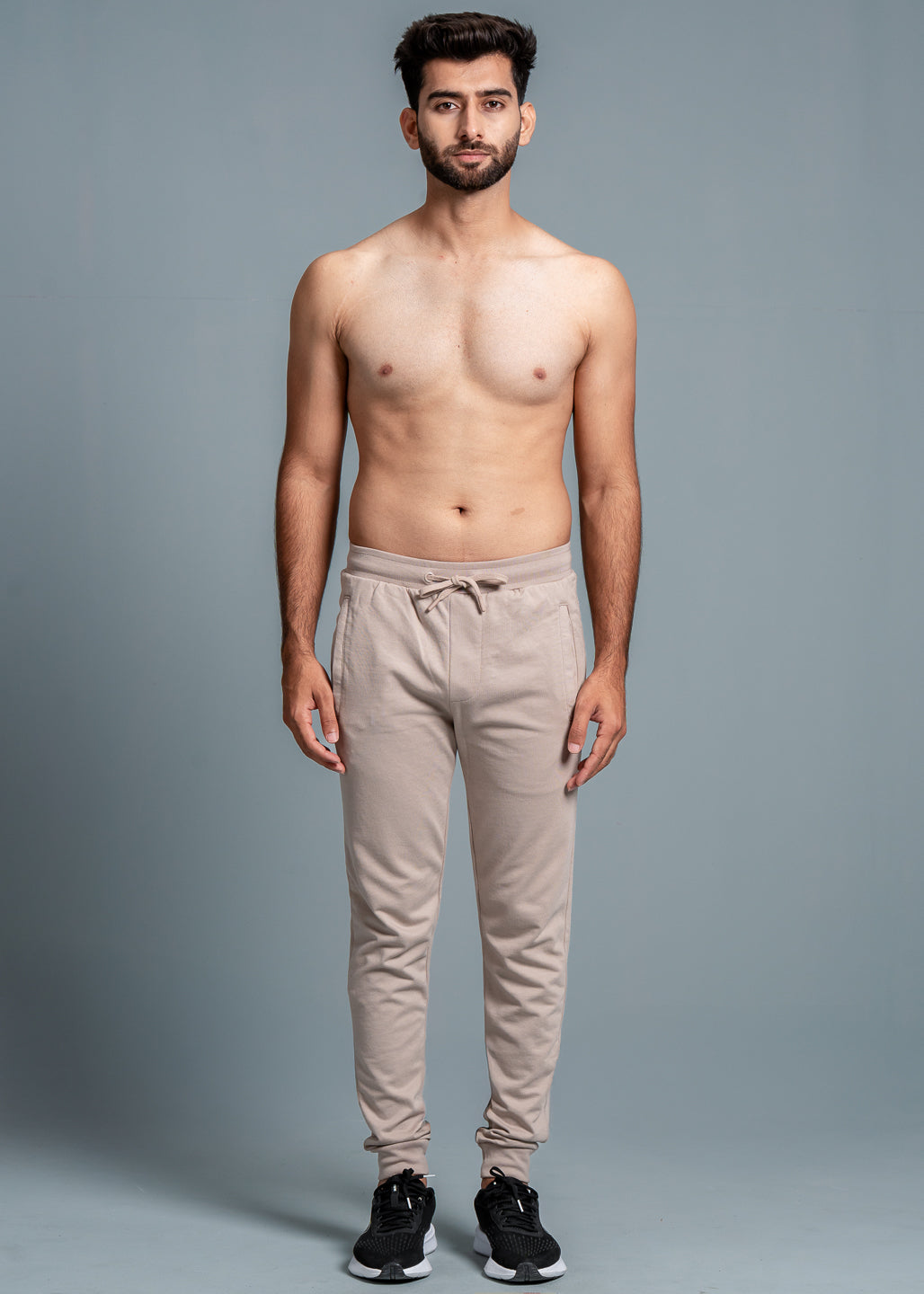 Men Combed Cotton Rich Jogger with Side Pockets Beige EJ7