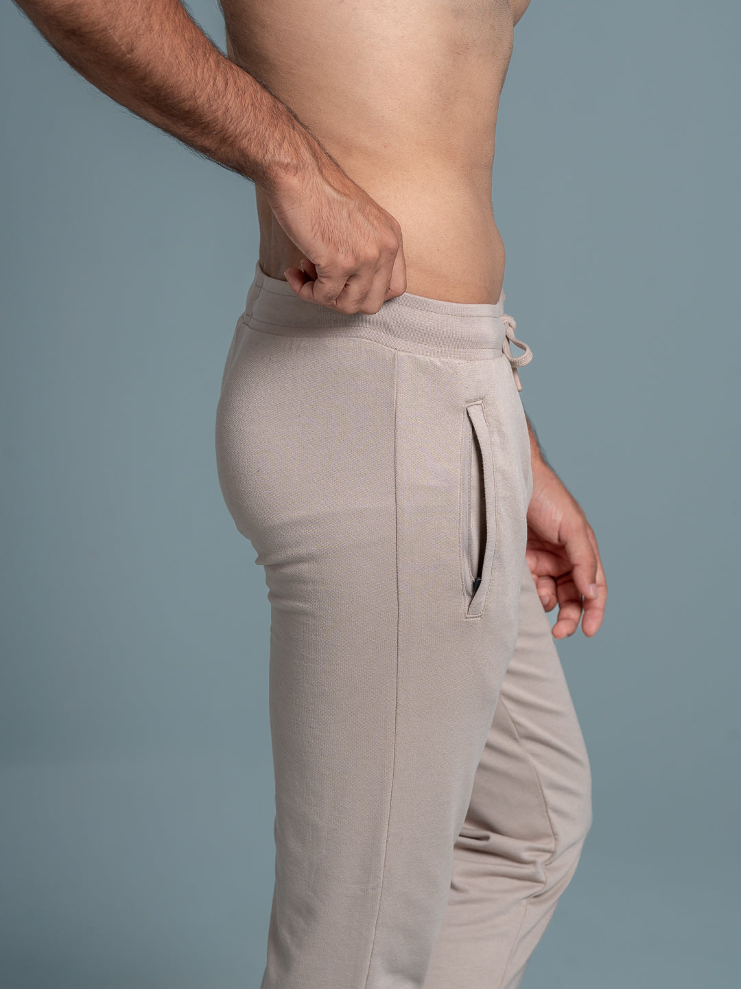 Men Combed Cotton Rich Jogger with Side Pockets Beige EJ7