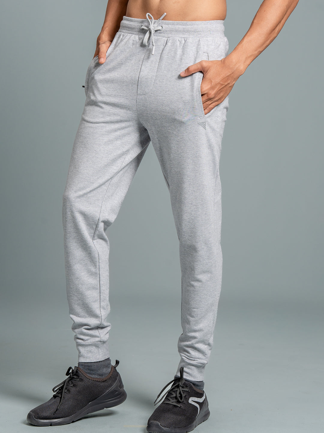 Men Combed Cotton Rich Jogger with Side Pockets Grey Melange JP1