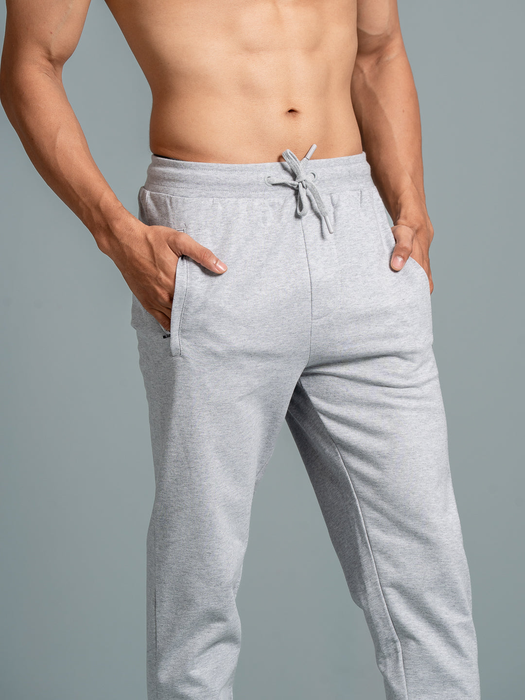Men Combed Cotton Rich Jogger with Side Pockets Grey Melange JP1