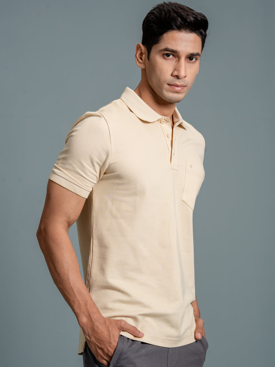 Men Cotton Rich Smart Fit Expert Polo T-Shirt Light Beige EP19