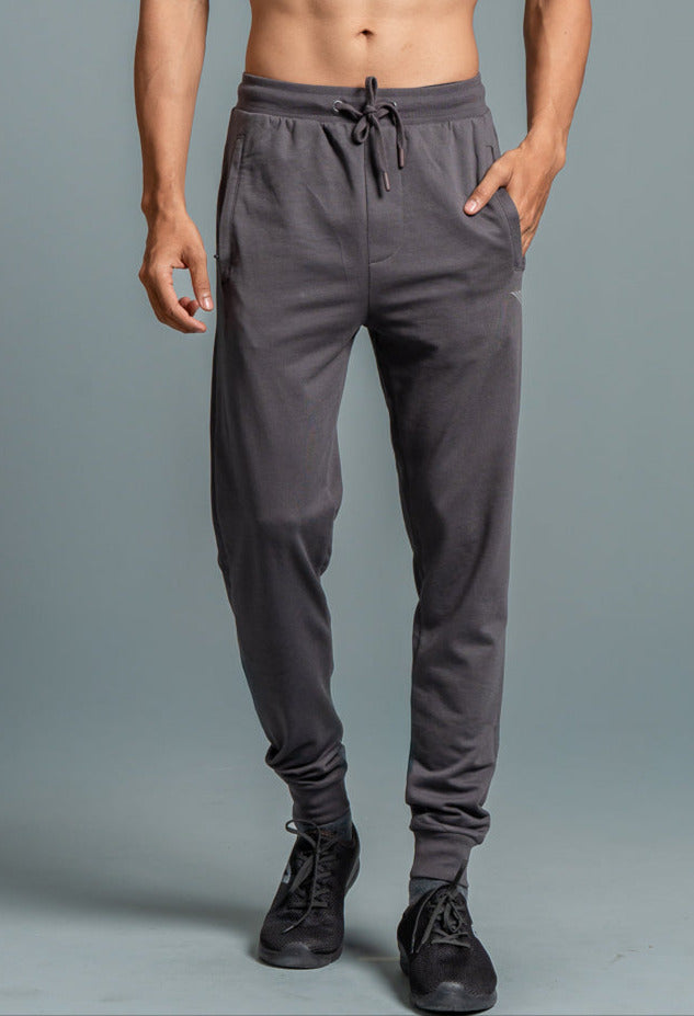 Men Combed Cotton Rich Jogger with Side Pockets Dark Grey EJ2
