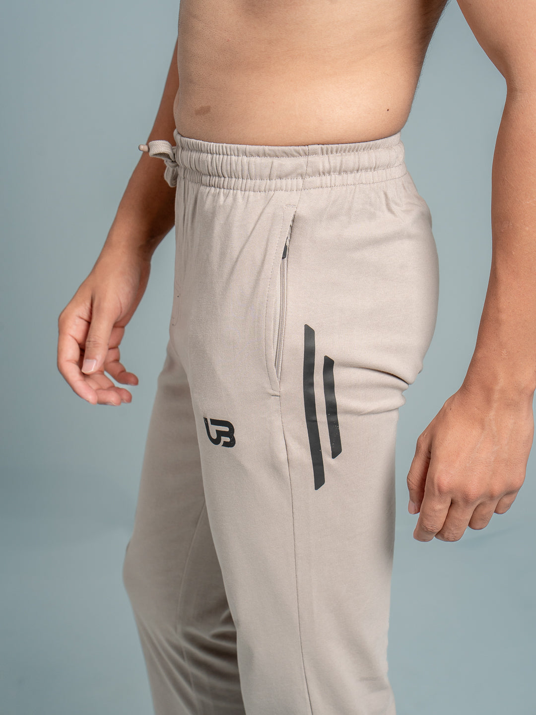 Men Combed Cotton Rich Regular Fit Track pant with Side Pockets Beige AGT6